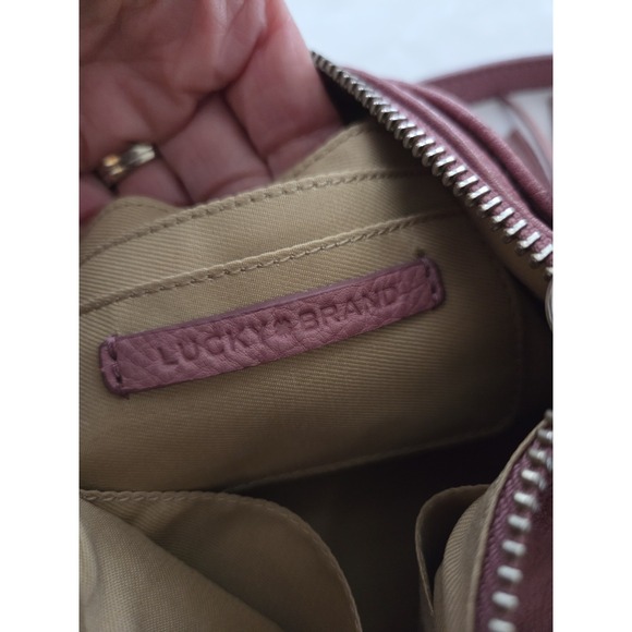 Lucky Brand Erma Crossbody Fringe Leather Purse Hobo Hippie Pink Decco Rose - Picture 8 of 14